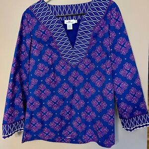 VINEYARD VINES shell print TUNIC snapdragon Top Size 14